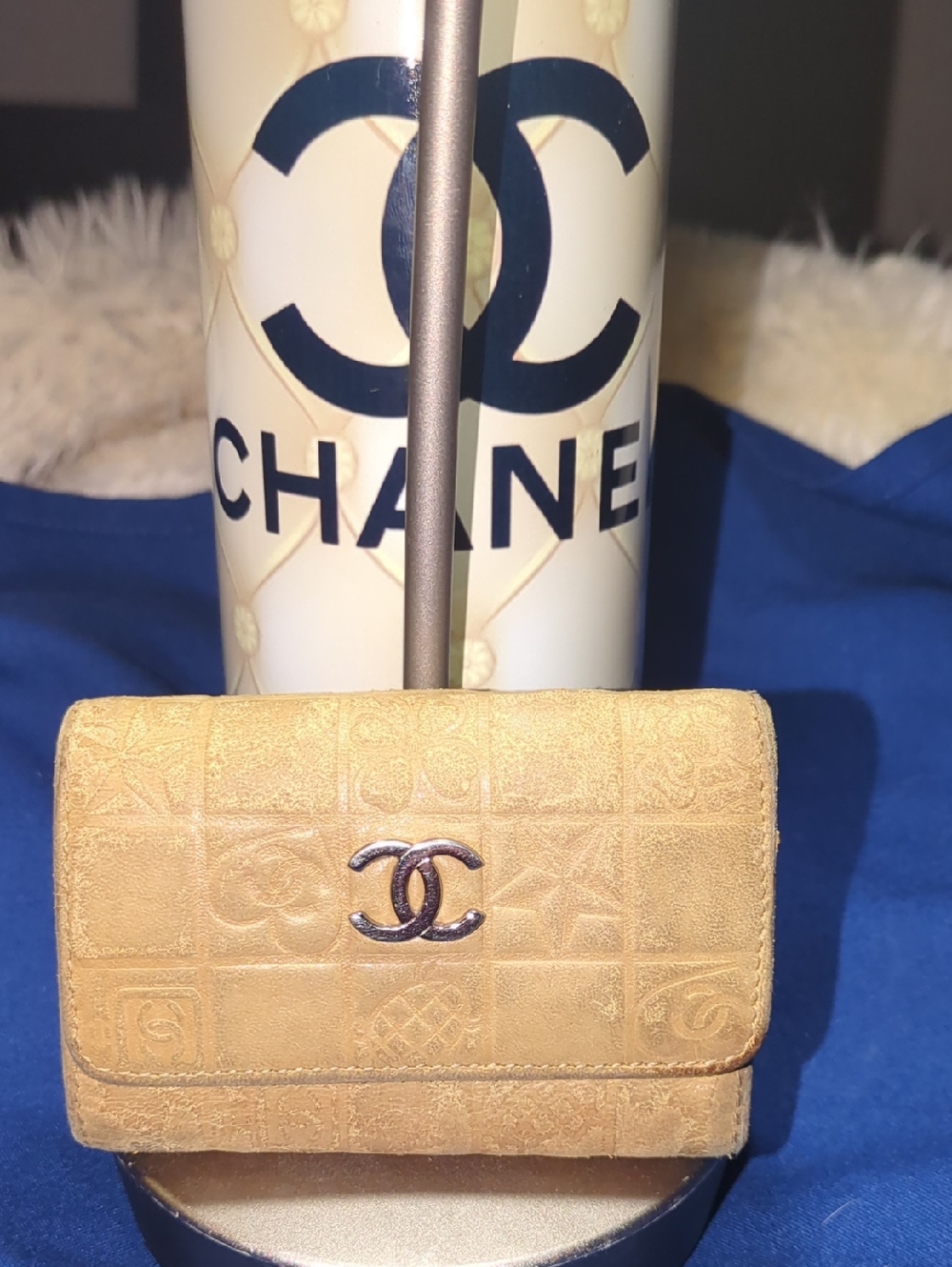 CHANEL Yellow Suede Quilted Mini Key Holder Wallet with CC Hardware $150